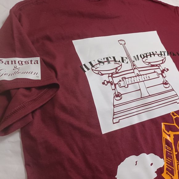 Medium burgundy short sleeve tee shirt by Gangsta & Gentleman LLC. - Picture 4 of 4